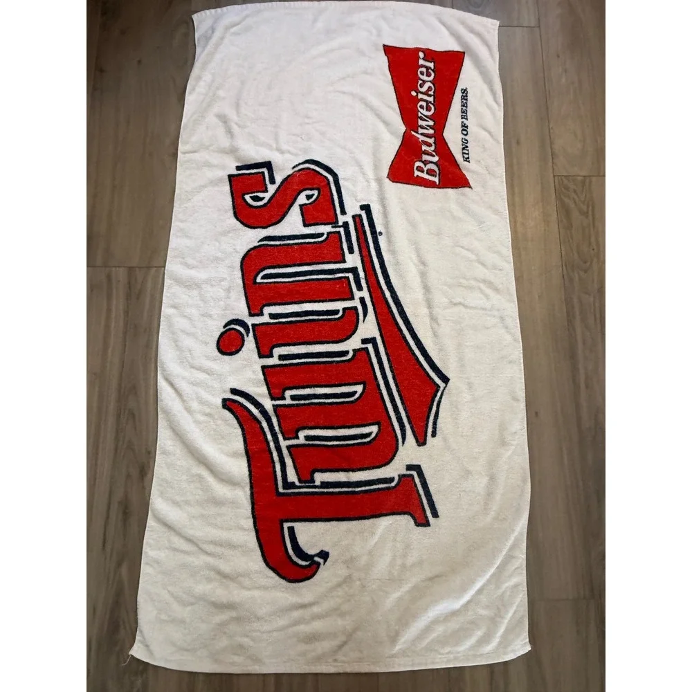 Vintage‎ Minnesota Twins Budweiser Beach Towel Sherry Mfg Co MLB Beer White Red