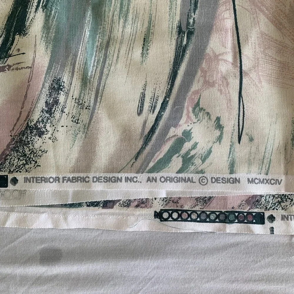 Interior Fabric Design Vintage Abstract Mauve Green Multicolor 1 Yard 52”W 36”L