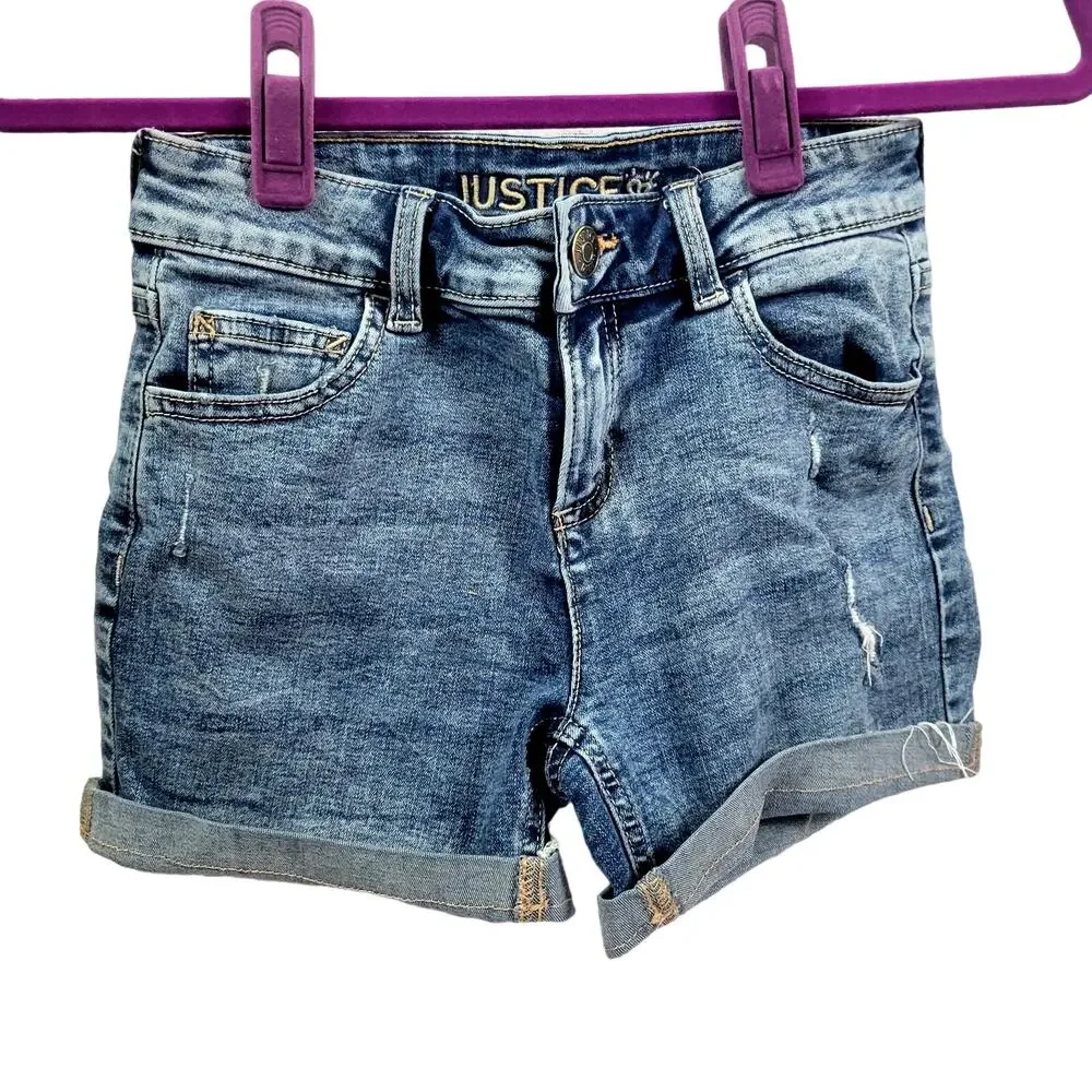 Justice Girls Denim Midi‎ Medium Wash Shorts Size 14