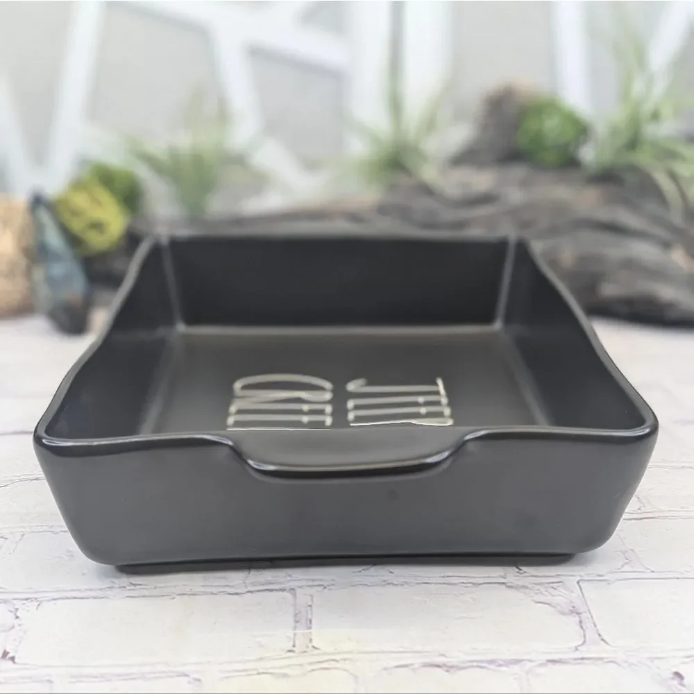 Rae Dunn JEEPERS CREEPERS Black Ceramic Casserole Baking Dish