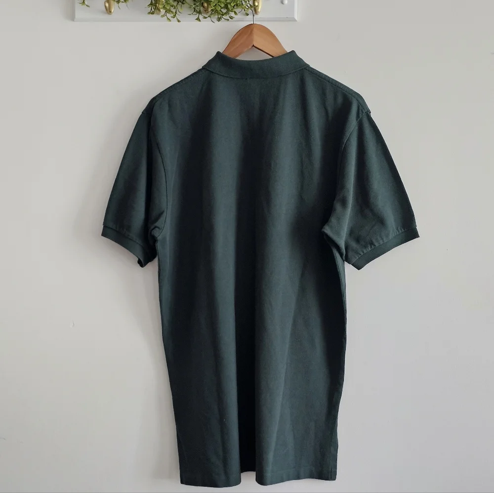 Vintage 90s Polo Ralph Lauren Forest Green Polo Shirt Red Pony Size L Cotton