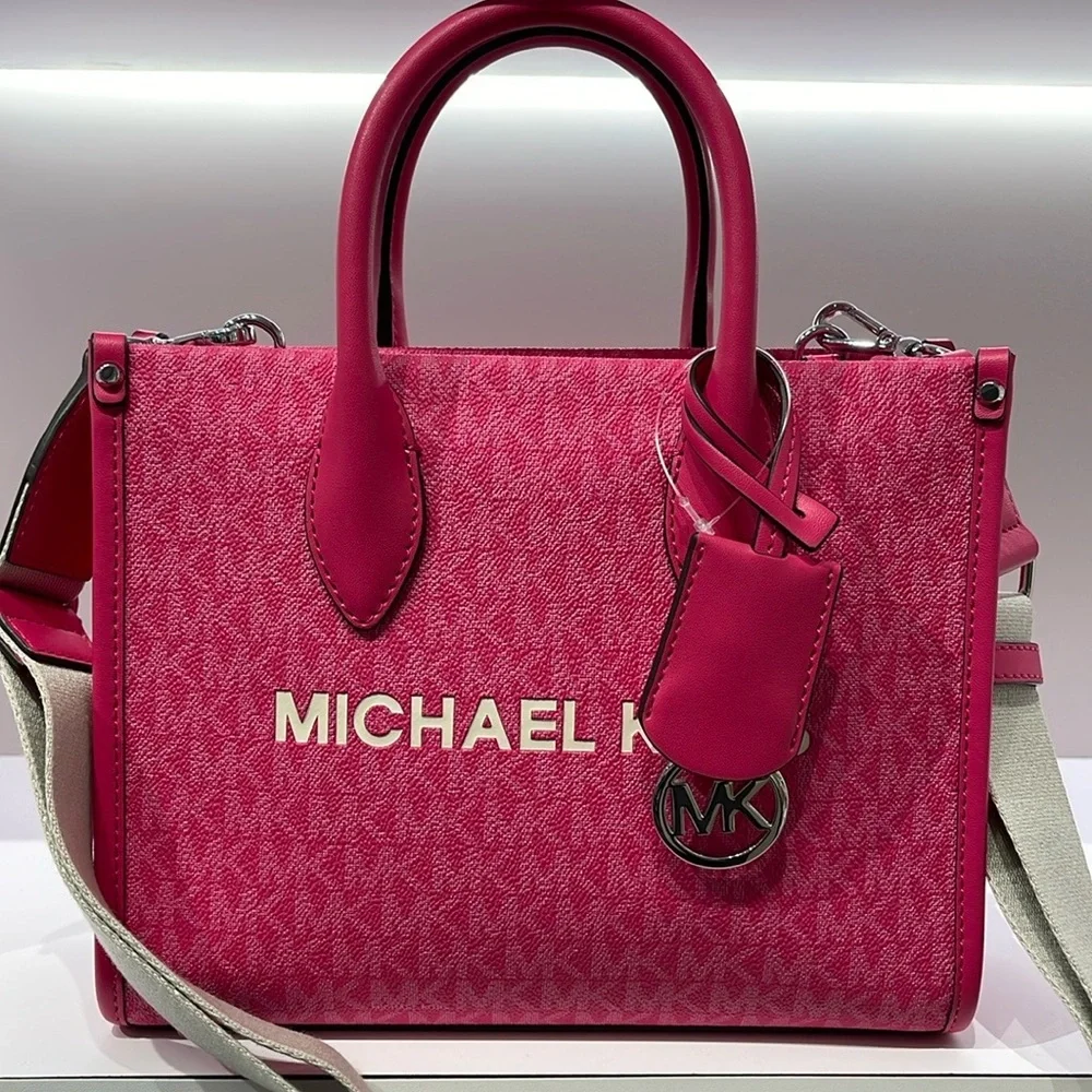 Michael Kors Mirella Small Signature Logo Crossbody Bag Dragonfruit NWT