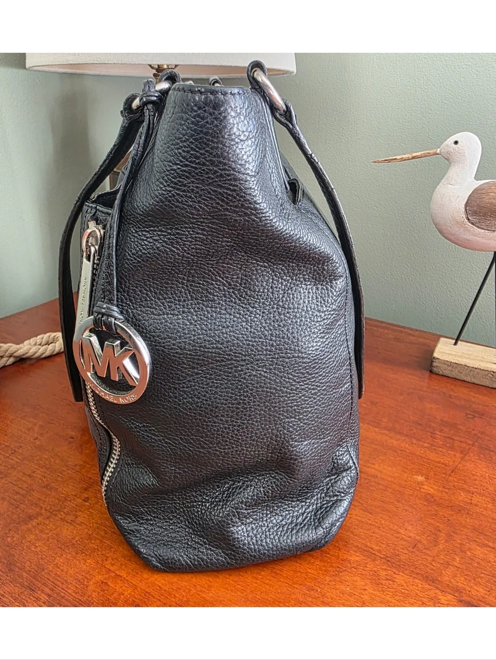 Michael Kors Black Pebbled Leather Tote Shoulder Bag Work Laptop Carryall