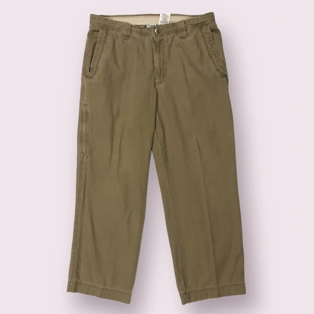 𝅺COLUMBIA Mens Cotton Easy Fit Omni Shield Classic Khaki Cargo Pants Size 36X32