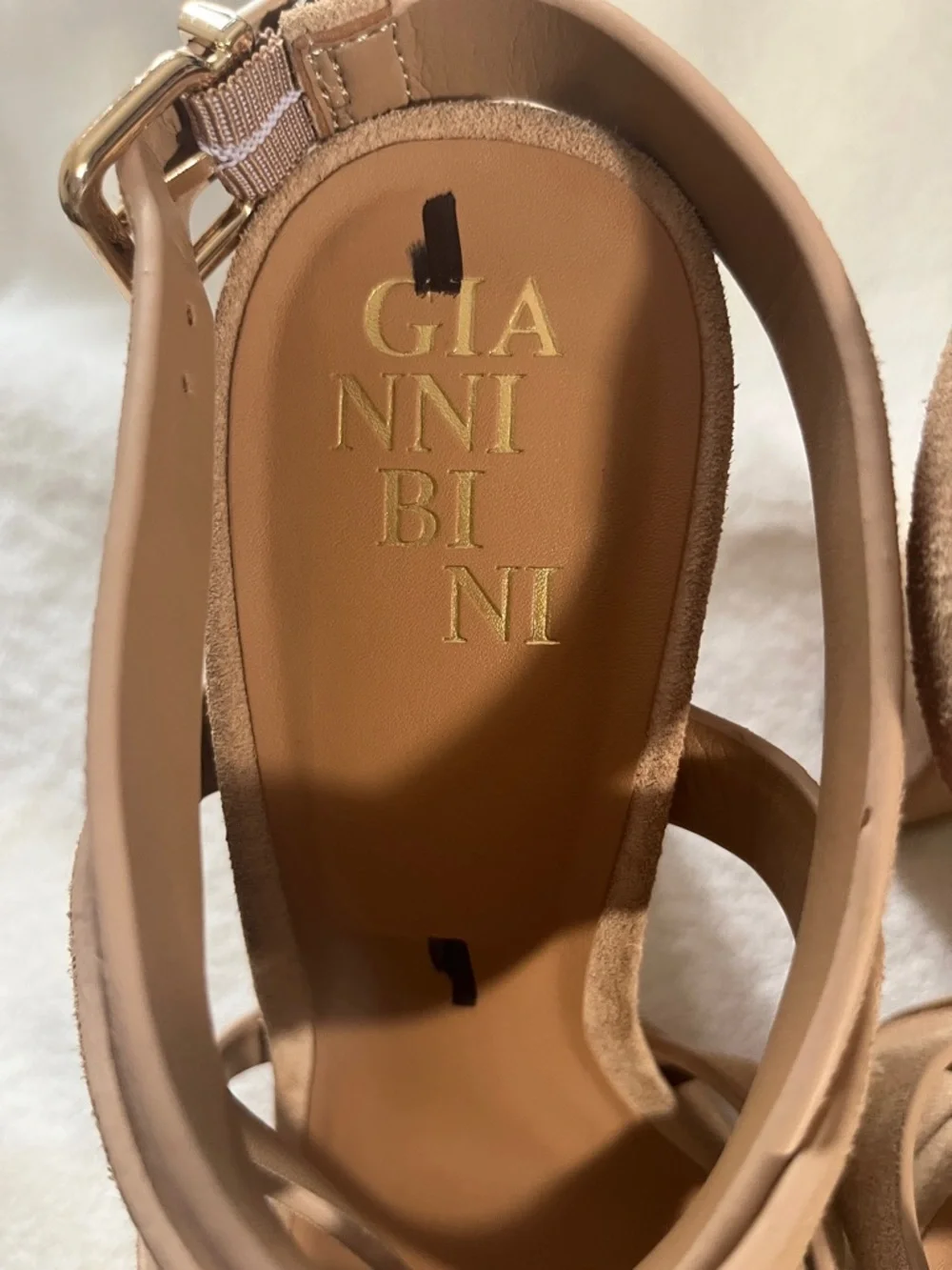 Gianni Bini Beige Suede Strappy Platform Sandal