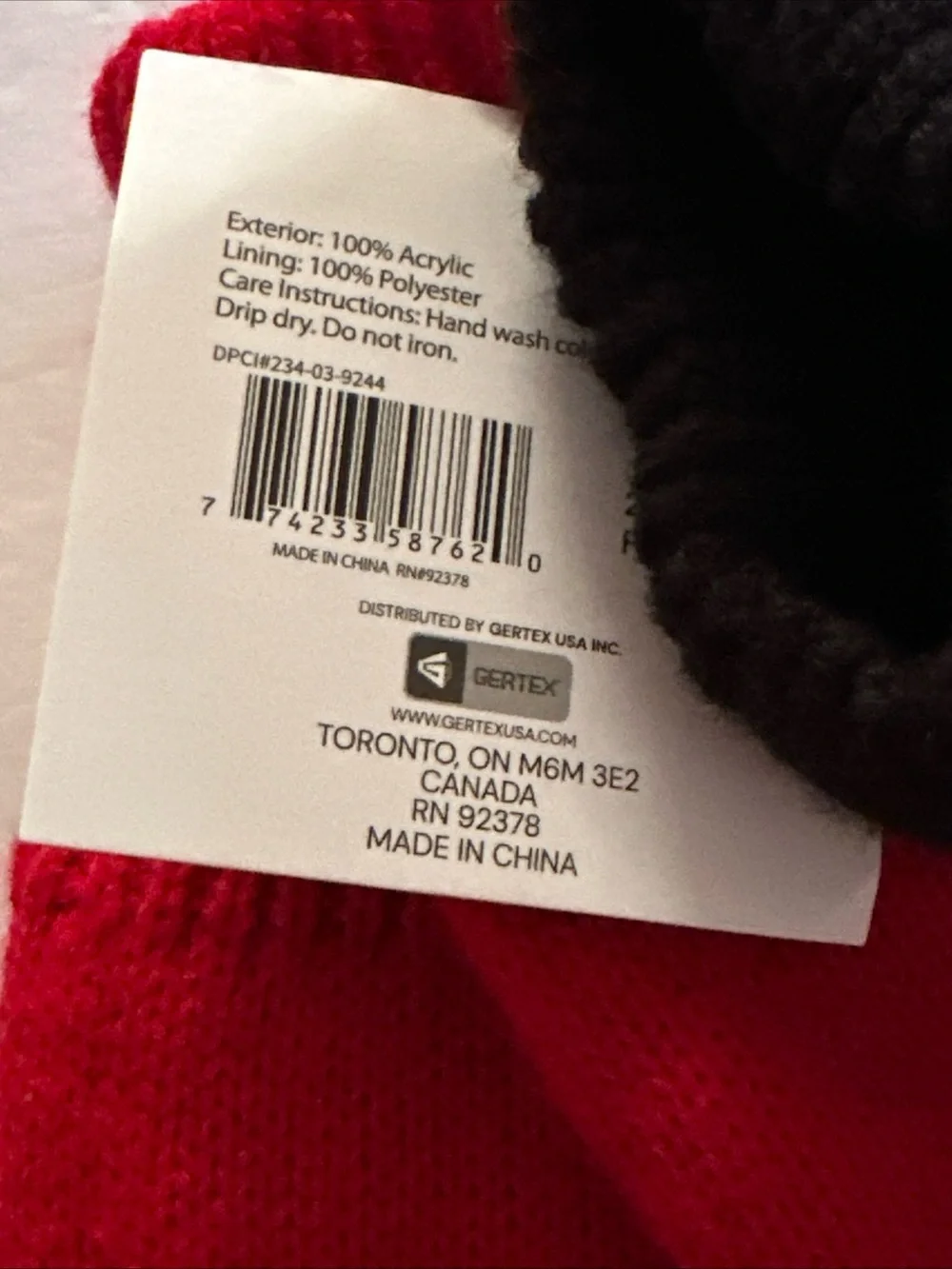 Women’s 2-Pack Knit Mittens Black & Red White Stripes Bundle New