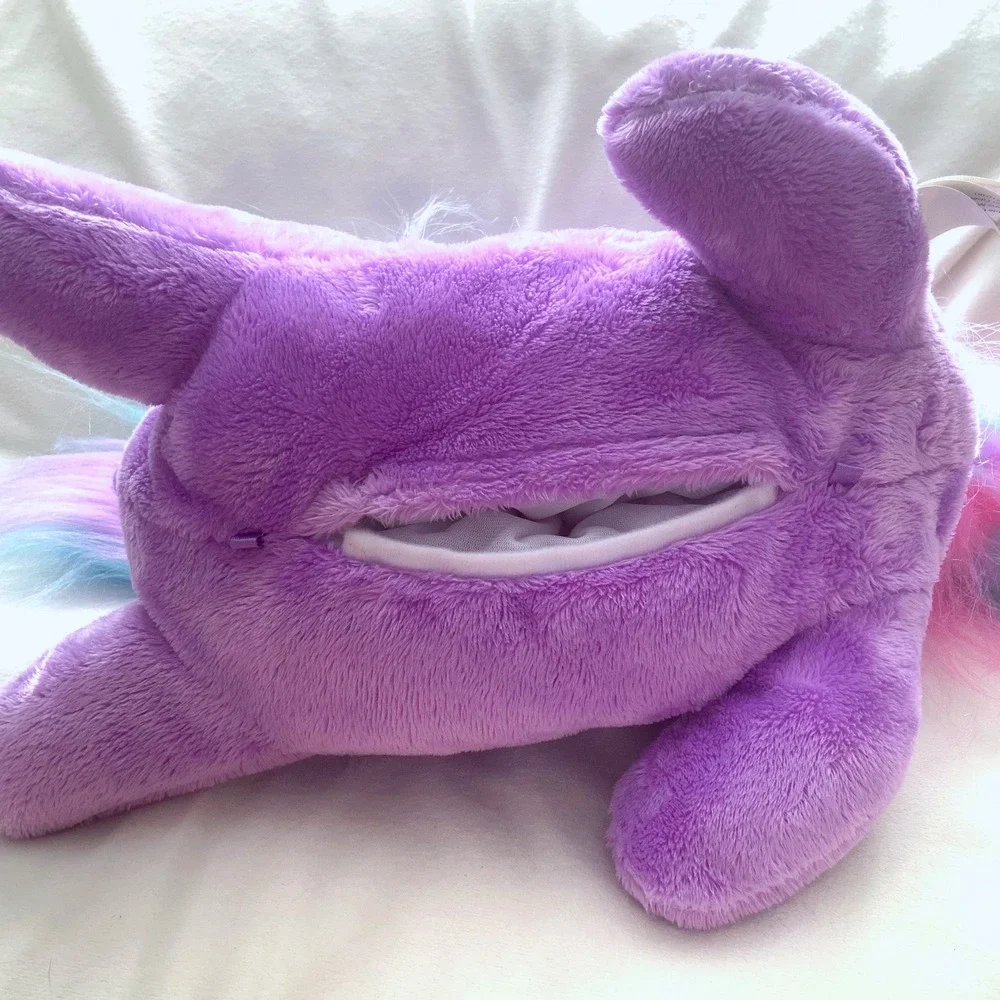 Puppy Surprise Purple Plush Purse Bag Rainbow Hair Puppy Dog 12