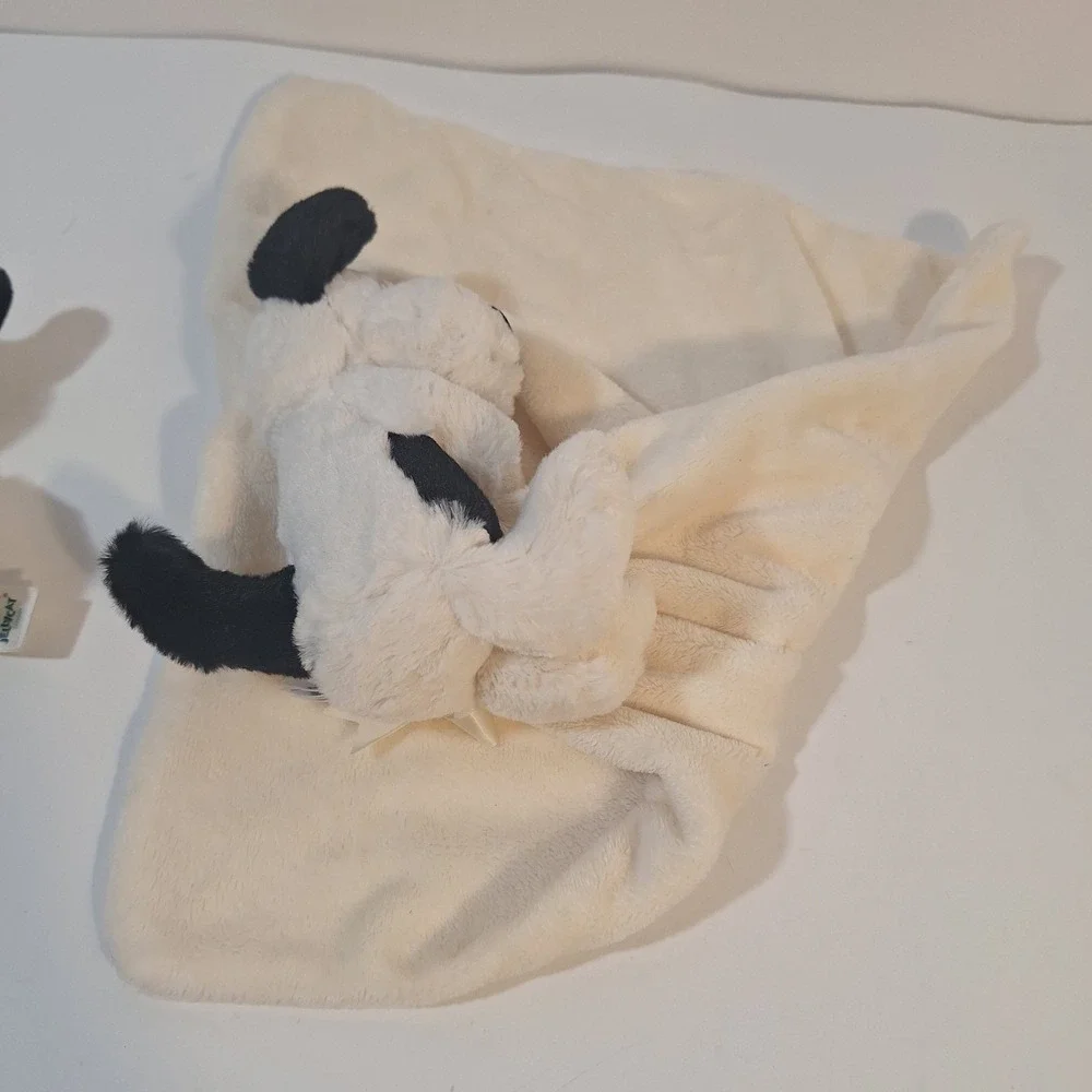 Jellycat Baby Raddle Dog White Black & Security Blanket Lovey Stuffed Animals