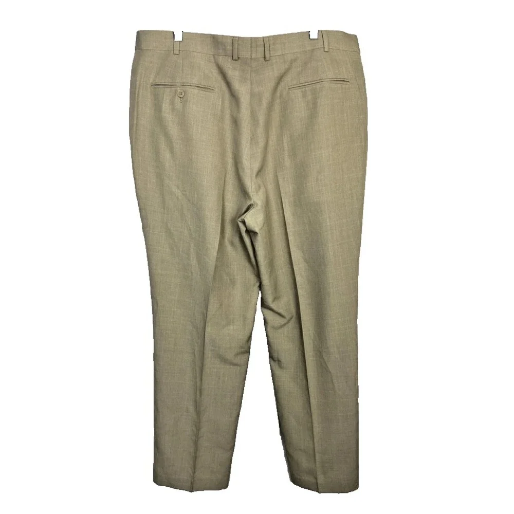 Stafford Essentials Pants Men 42x32 Beige Crosshatch Classic‎ Fit