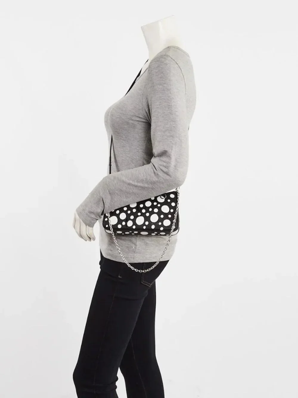 Louis Vuitton x YK Black/White Leather Easy Pouch on Strap Bag