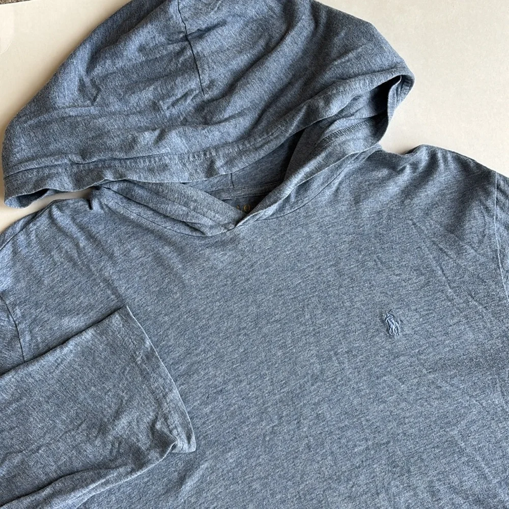 Polo‎ Ralph Lauren Heather Blue Lightweight Hoodie Pullover Cotton Preppy Men XL