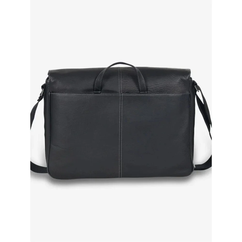 Kenneth Cole Black Leather Messenger COLOMBIAN LEATHER CROSSBODY MESSENGER BAG
