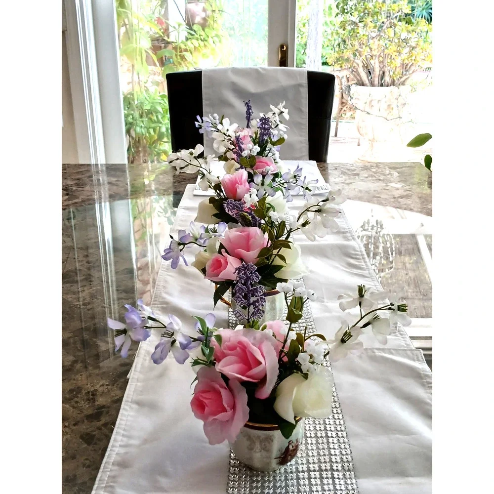 Mary Pop-Ins Tea Cup Floral Arrangement pink white