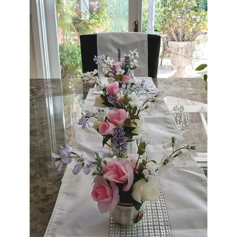 Mary Pop-Ins Tea Cup Floral Arrangement pink white
