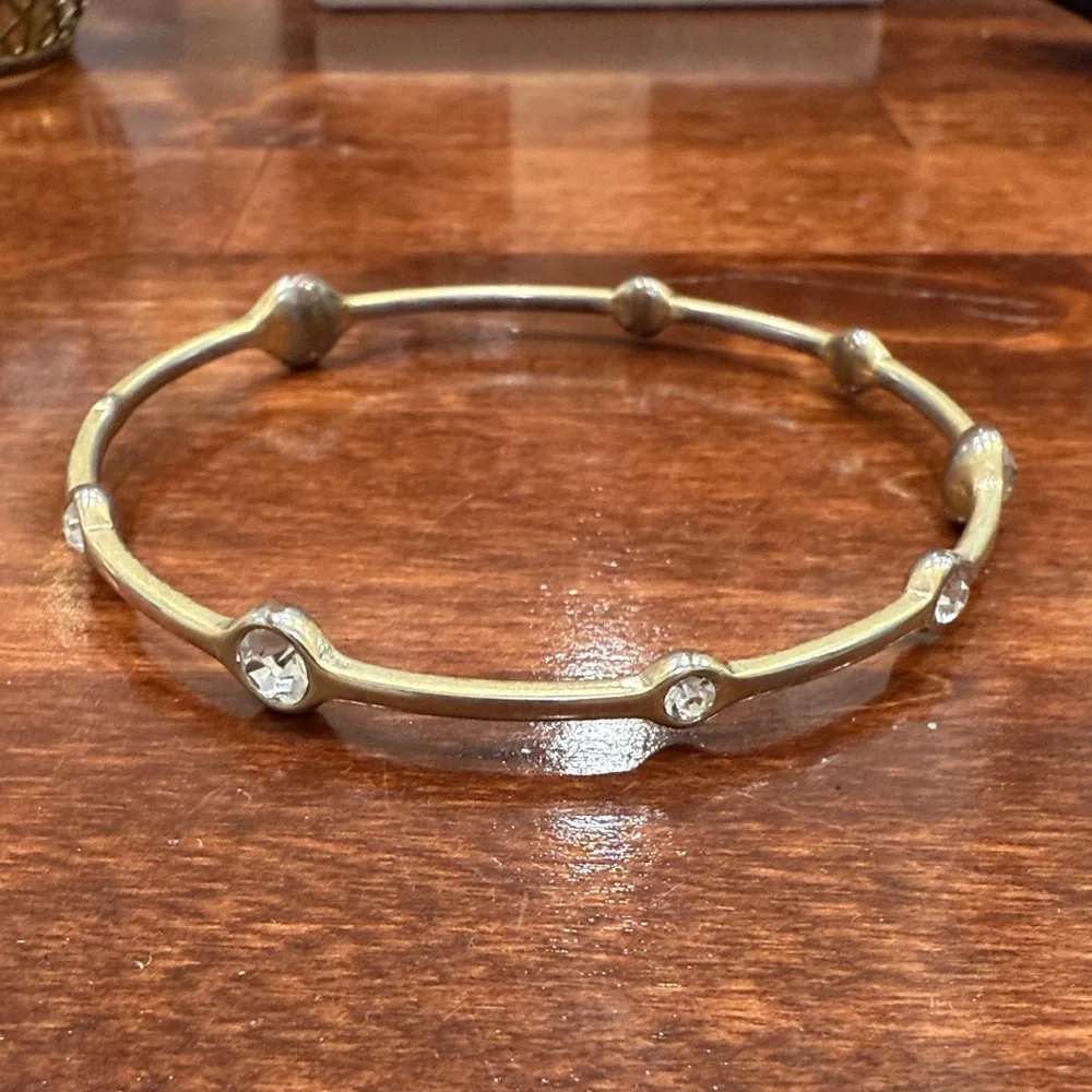 Lia Sophia Gold-Tone Crystal Accent Bangle Bracelet