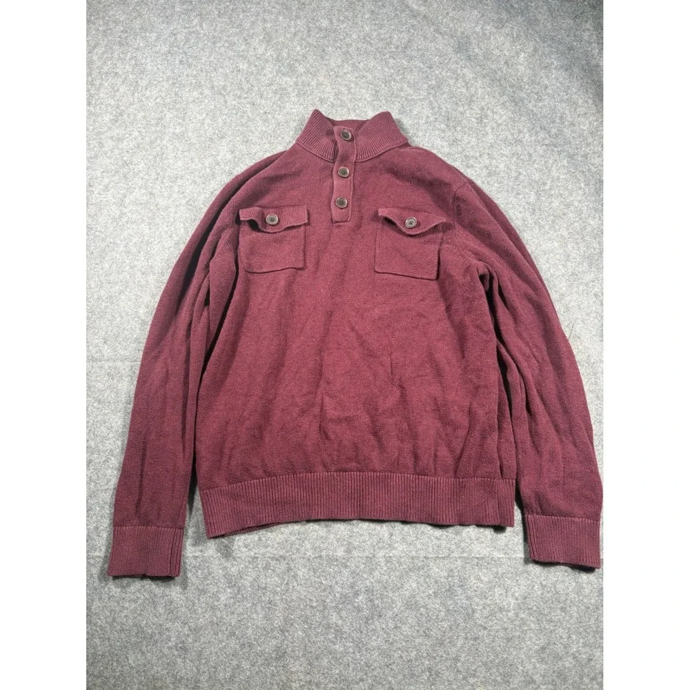 Banana Republic Burgundy Mock‎ Neck Button Pocket Sweater Men's Large