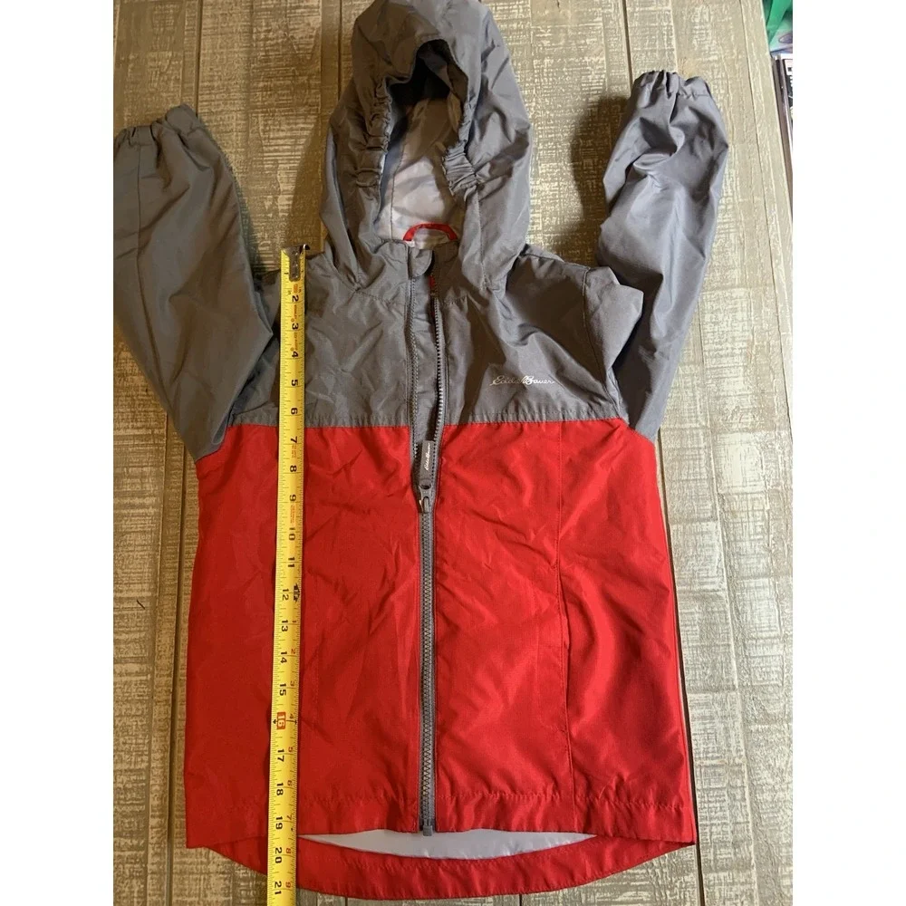 Eddie Bauer ~Big Kids~Boys~ Nylon Red & Gray Hooded Windbreaker Sz‎ XS 5/6