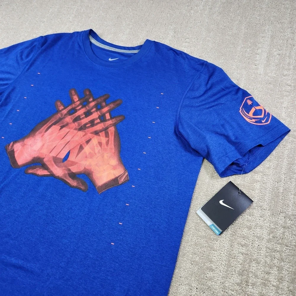 Nike Football Shirt Men Medium Dri Fit Blue Quick Dry UPF NEW Performance