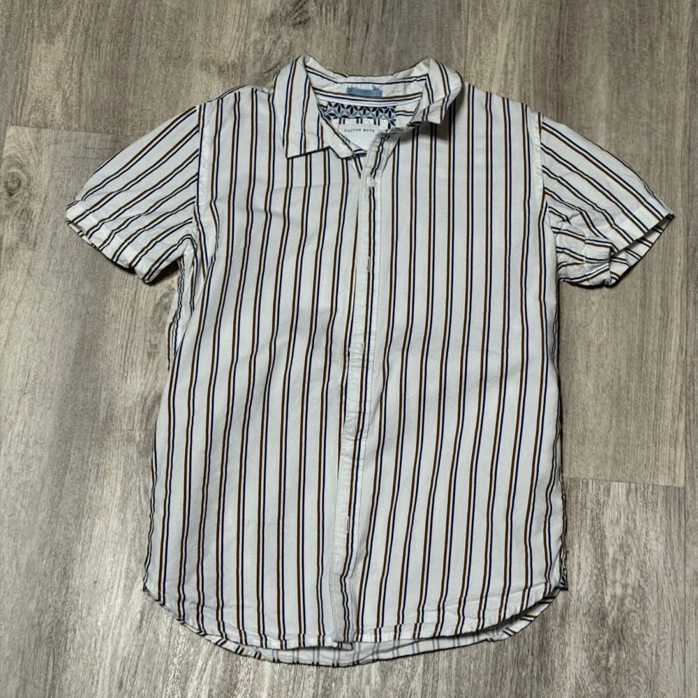Cactus Boys‎ Striped Shirt Short Sleeve Button Up Casual Top Size 9/10