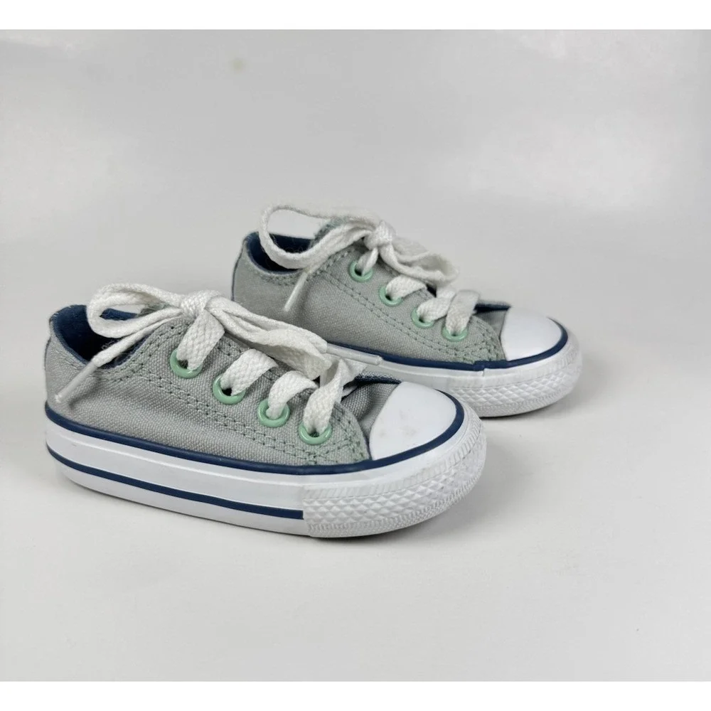 Converse All Star Double Tongue Shoes Chuck Taylor Size 4 Infant Gray mint green