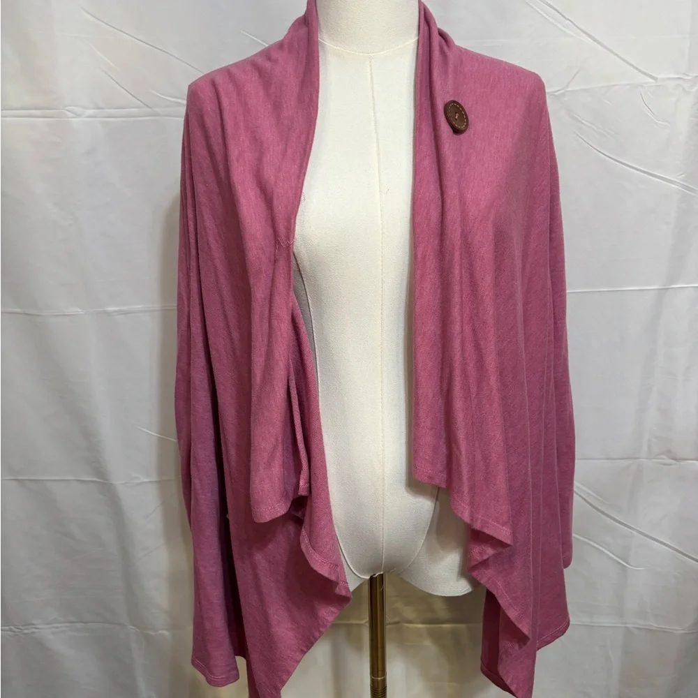 Bobeau Pink Open Front Drape Cardigan Soft Lightweight Long‎ Sleeve Women’s