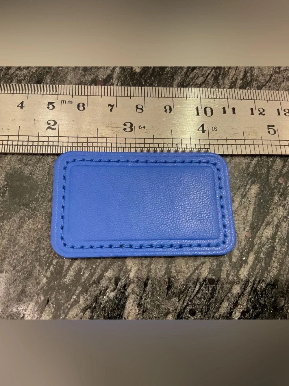 NEW Tumi Large 2-1/4” x 1-3/8” Leather Monogram Patch - BRIGHT BLUE color