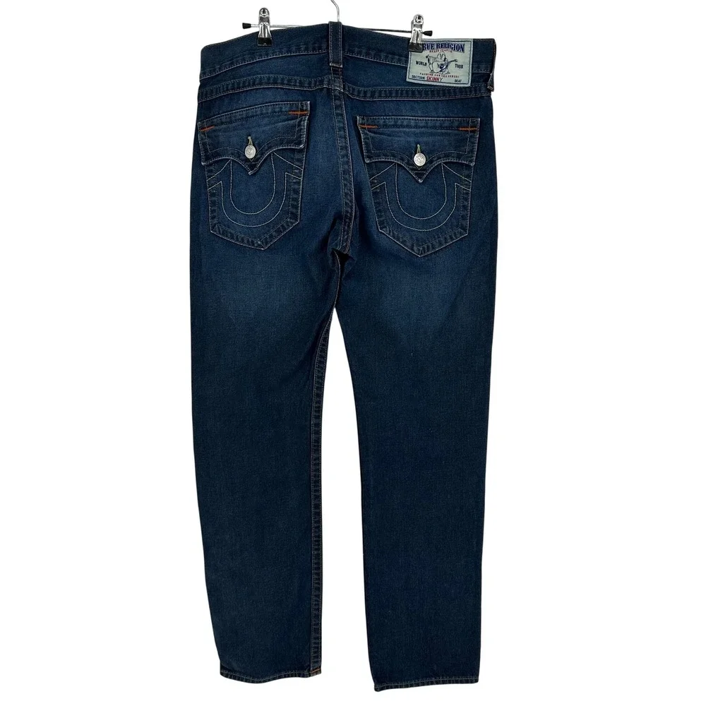 True Religion Mens Skinny Seat Flap Jeans‎ Dark Wash Denim Size 36