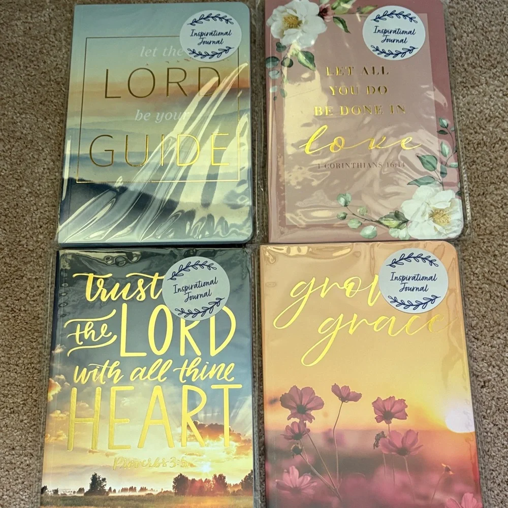 Christian Inspirational Four Journal Set - Gold, Pink, and Yellow