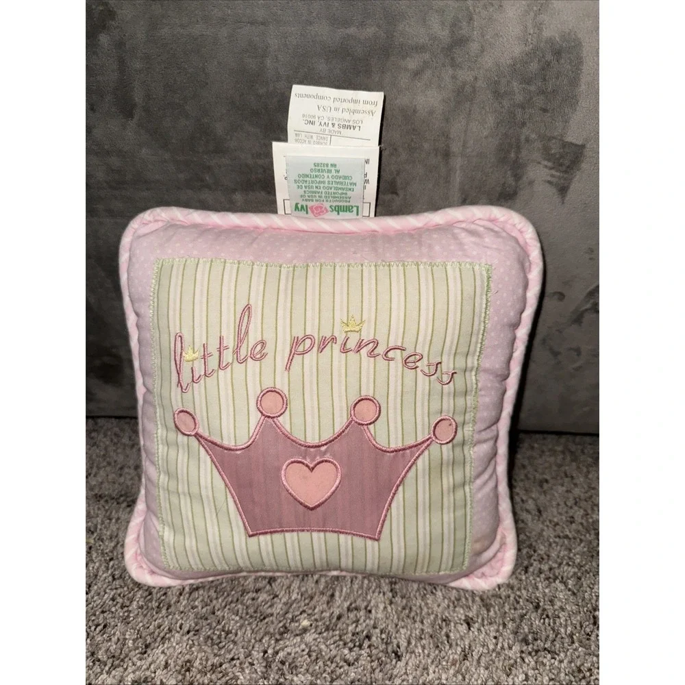 Lambs & Ivy Baby Bedding Green & Pink Little Princess‎ Pillow Vintage 2004