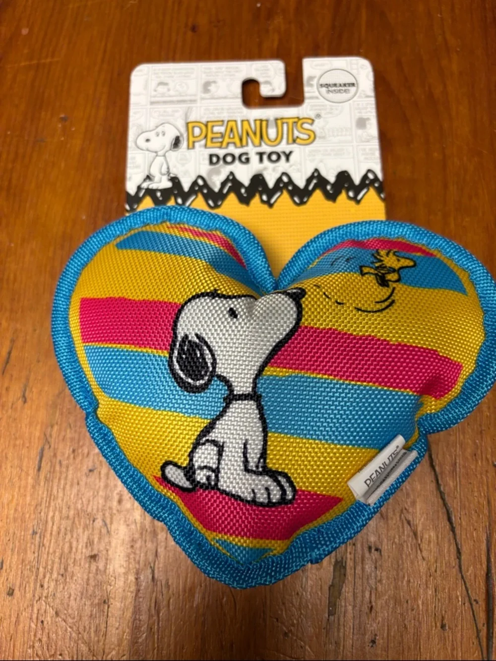Peanuts Heart-Shaped Snoopy Dog Toy - Blue, Yellow, Pink