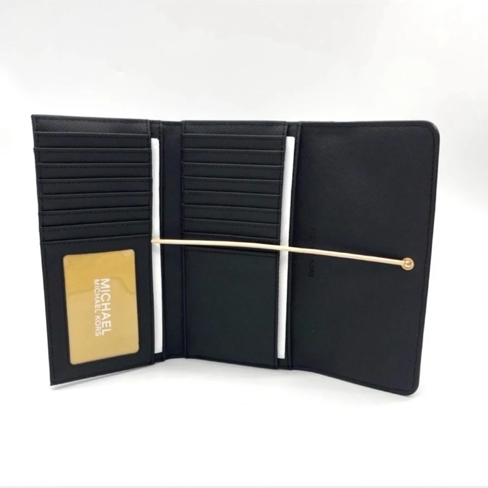 Michael Kors Large Trifold Wallet Leather Black/Gold