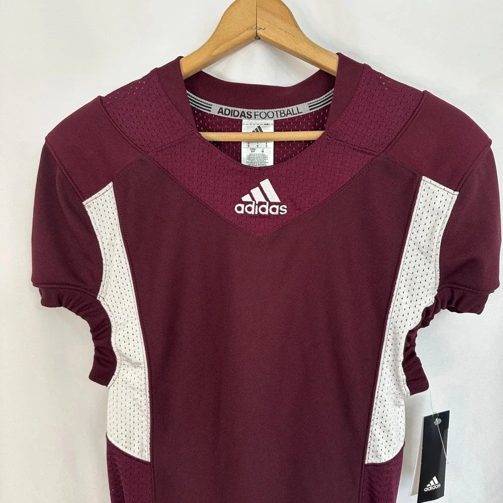New Adidas Techfit Hyped Football Jersey Maroon White Athletic‎ Top Mens Small