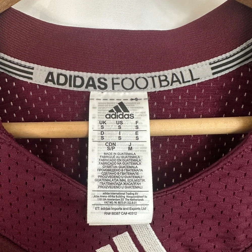 New Adidas Techfit Hyped Football Jersey Maroon White Athletic‎ Top Mens Small