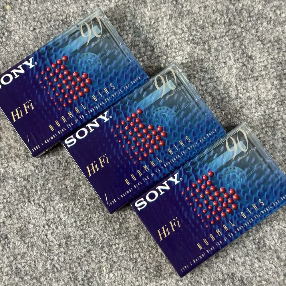 Lot of 3 Sony HiFi 90 Type I Normal Bias Blank Audio Cassette Tapes New Sealed