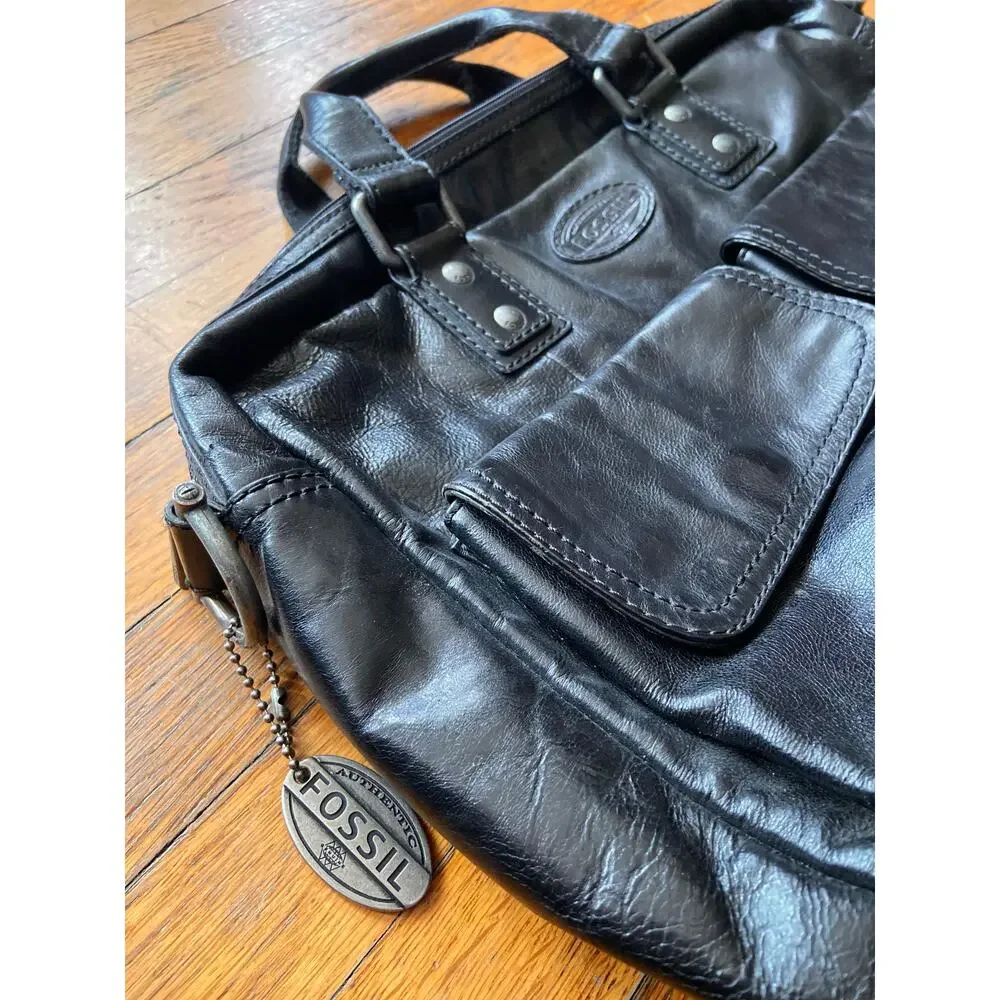 Fossil black leather