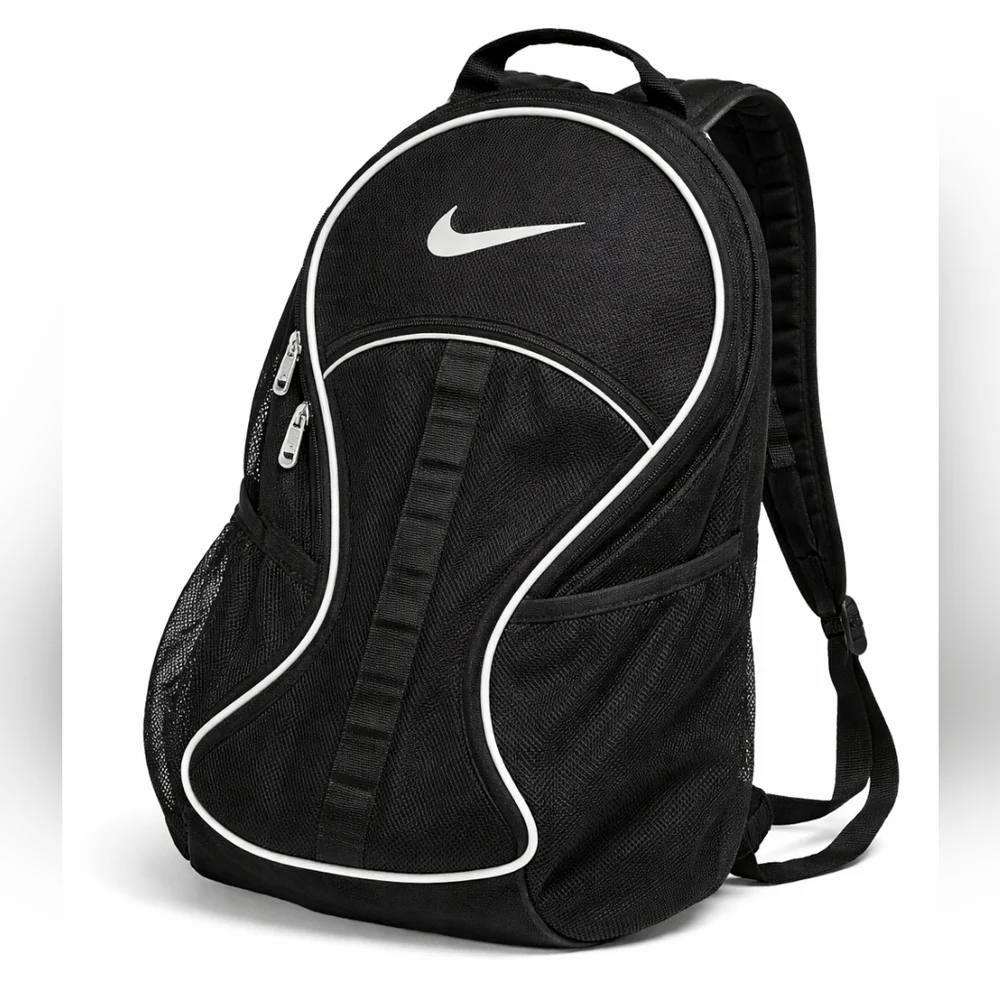 Nike Black Mesh Backpack Streetwear Gym Sports Beach Travel Bag