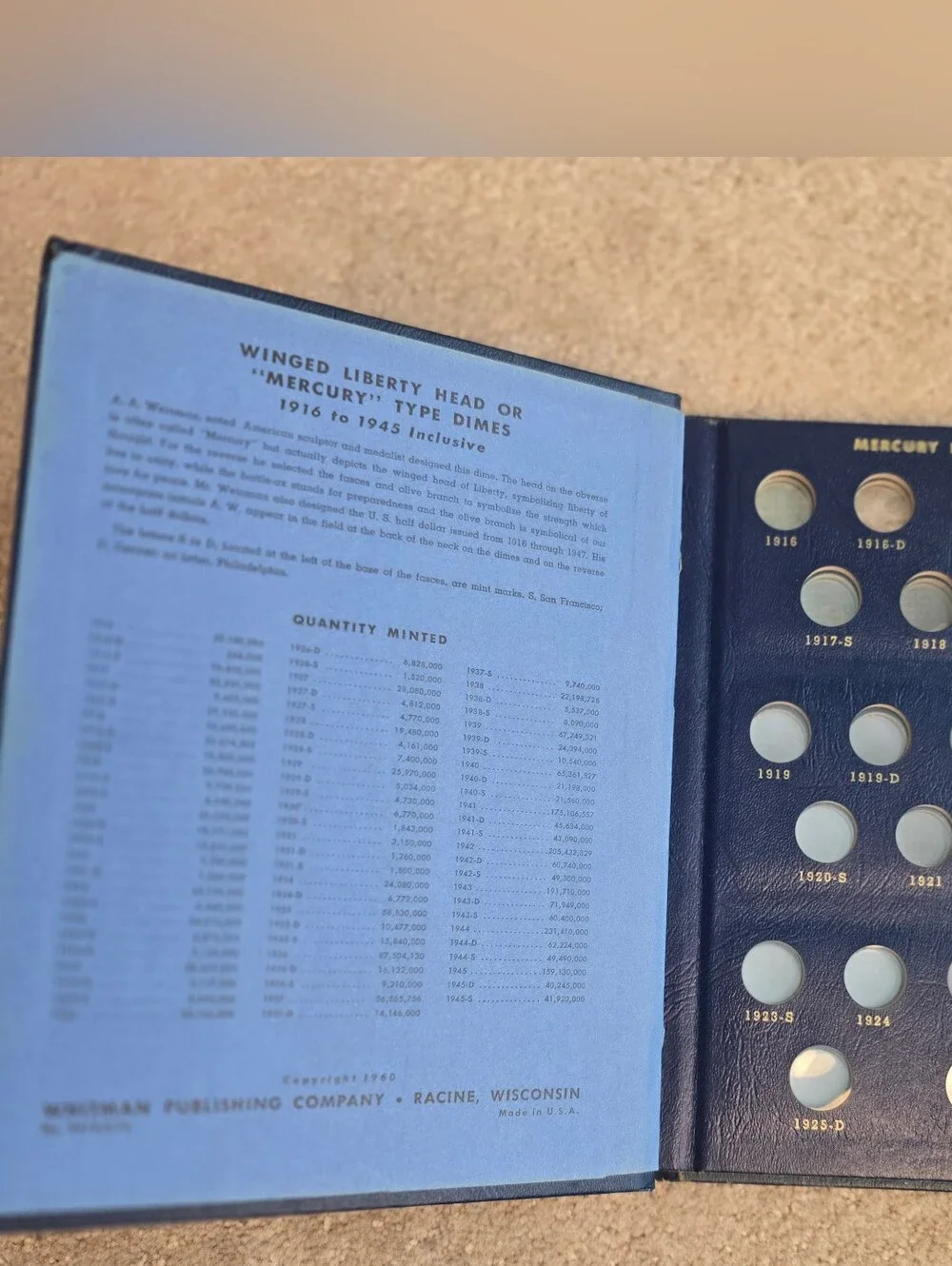Whitman mercury dimes