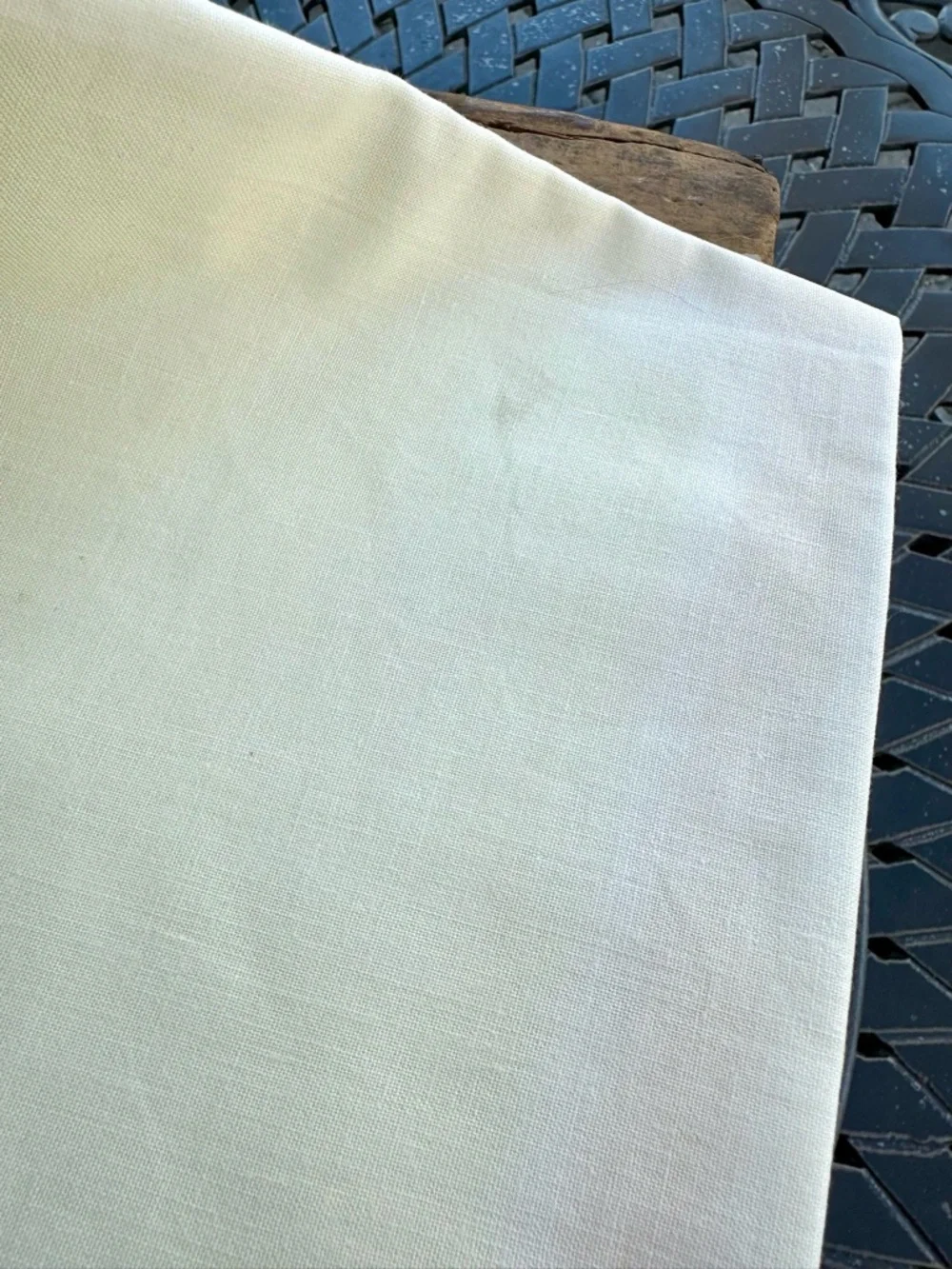 10 Soft Yellow Hand Embroidered Floral  Cotton 16 x 16 Napkins with Green Trim
