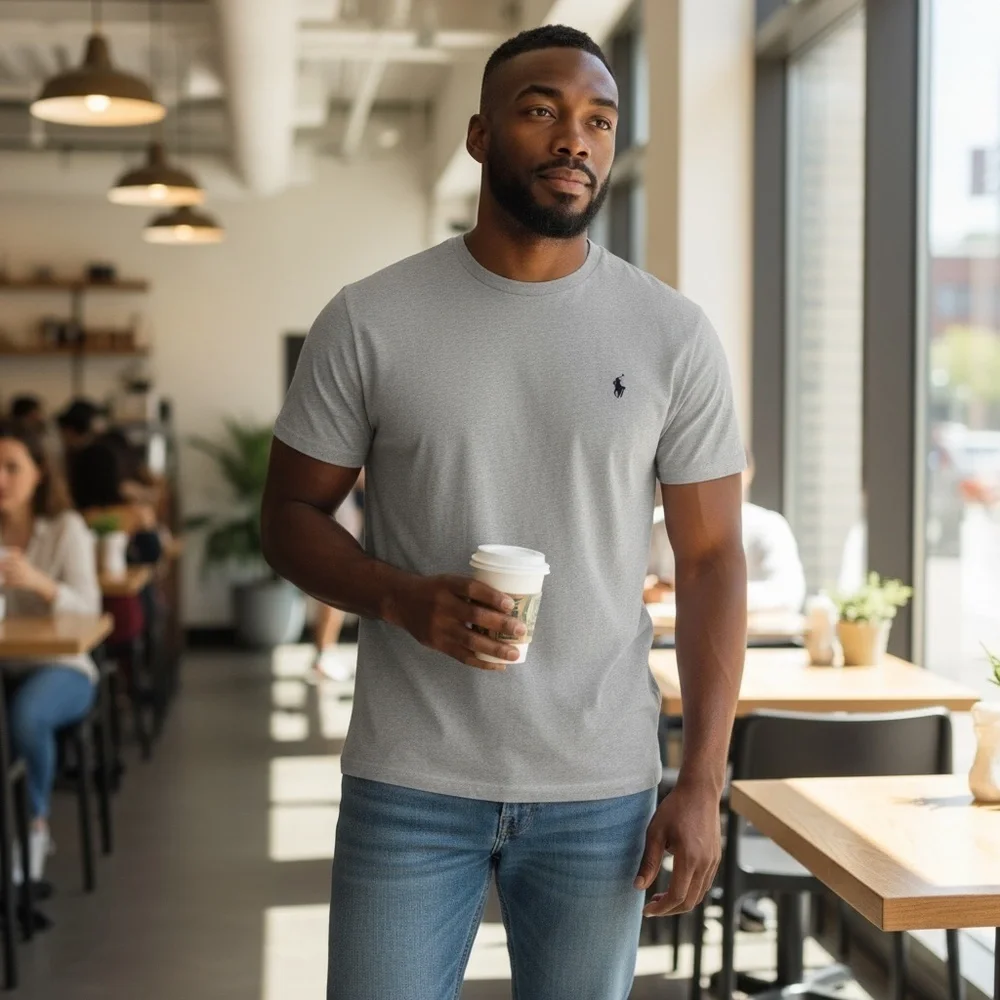 POLO RALPH LAUREN XXL Heathered Gray Short Sleeve Tee R $60