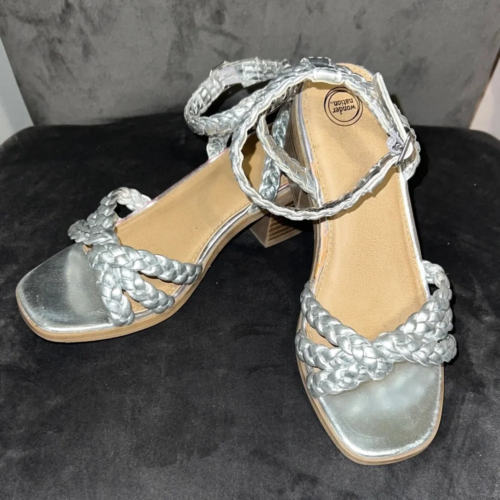 Wonder Nation Silver Braided Dress Shoes