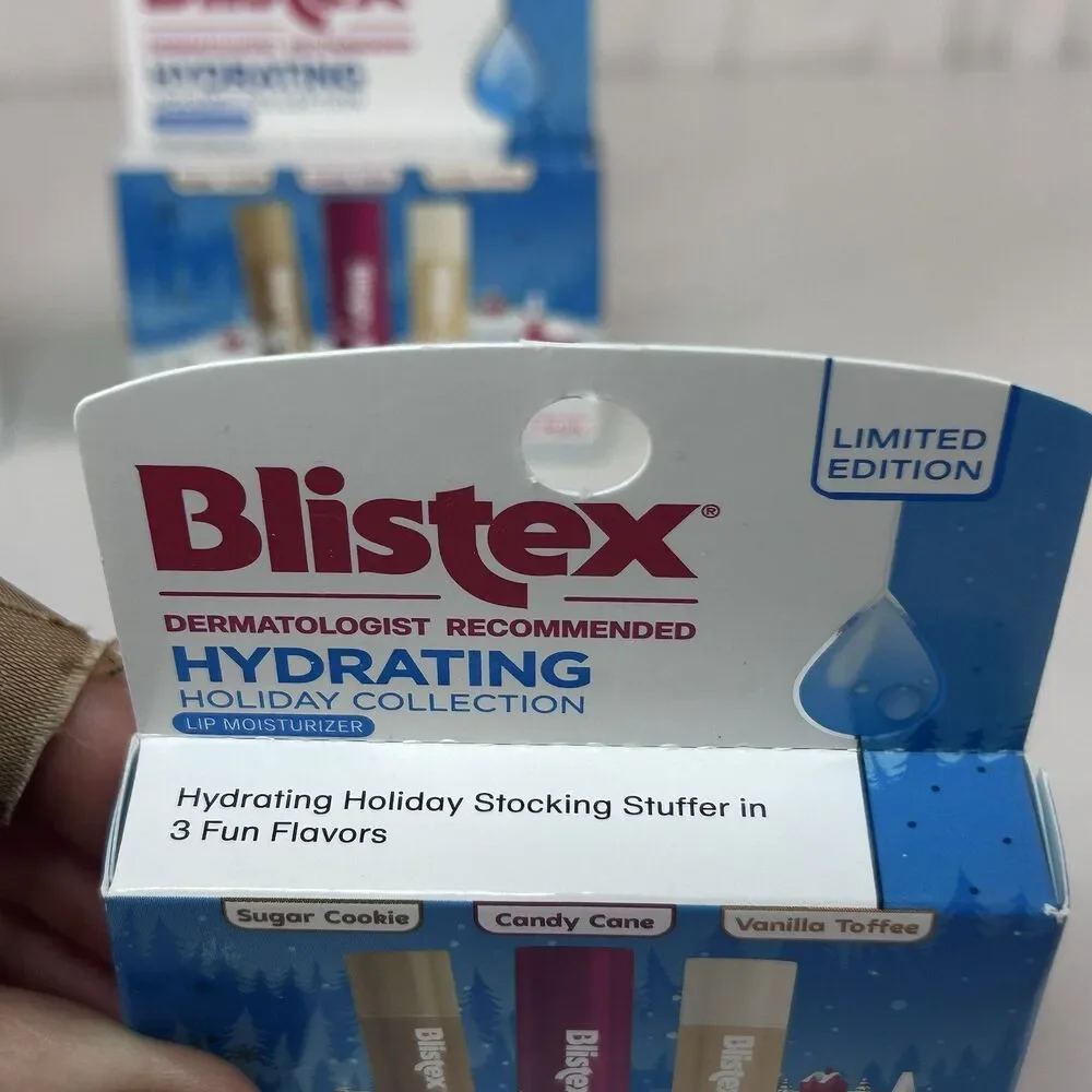 Blistex Holiday Lip Balm Sugar Cookie+Candy Cane+Vanilla Toffee 3 Packs Of 3