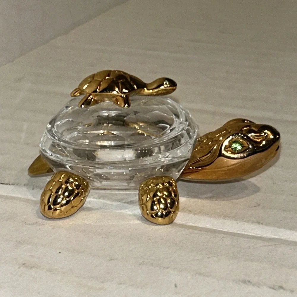 Swarovski Crystal Turtle Figurine Small Jewelry Box