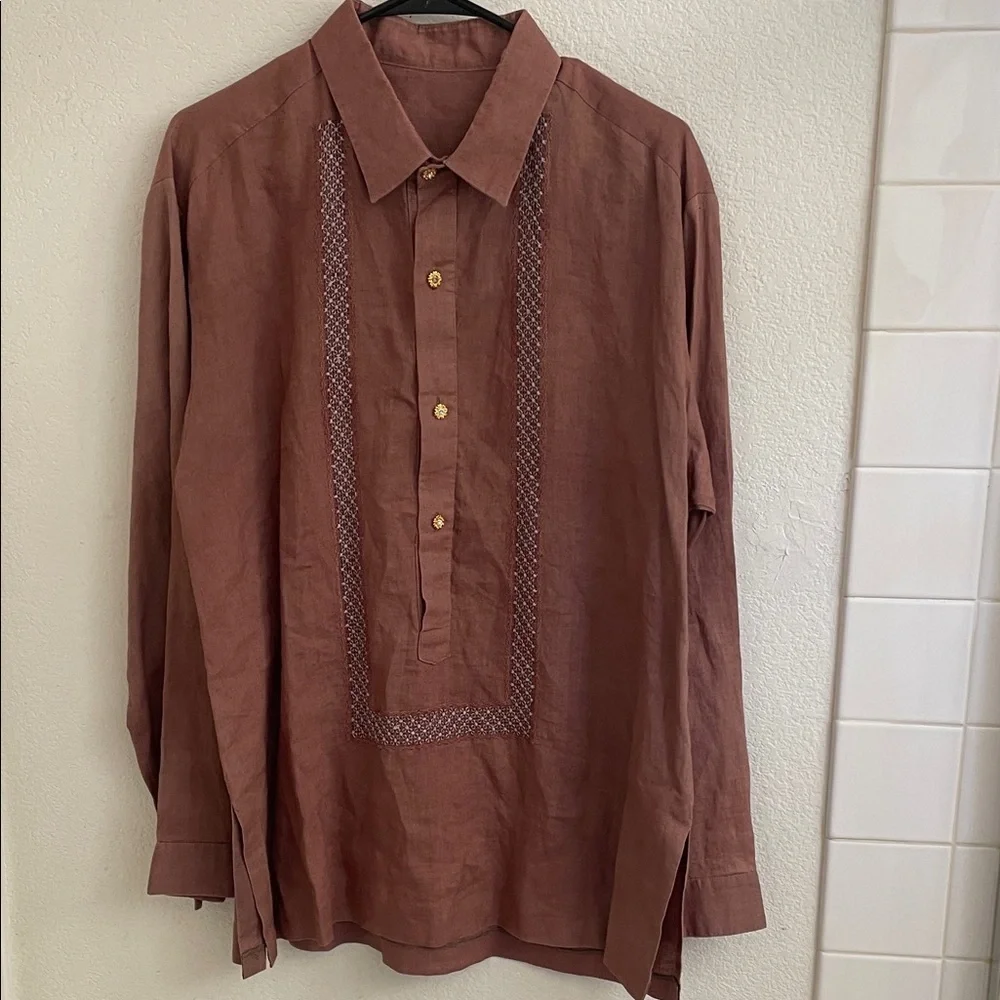 Men's Brown Long Sleeve Shirt