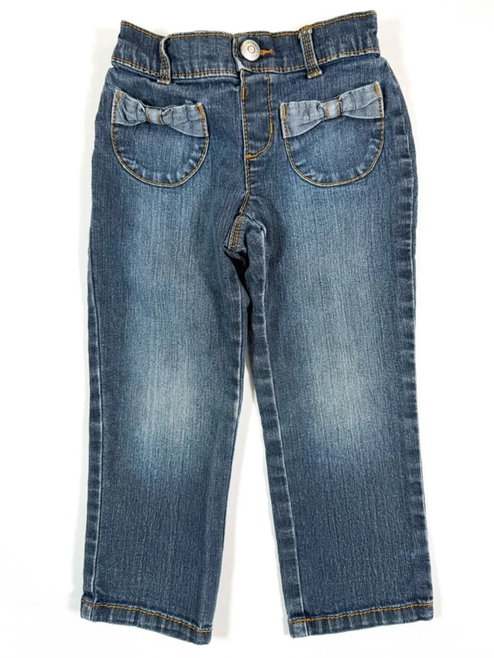 GYMBOREE Girls Bow Pocket Jeans 2T Denim Straight Leg‎ Cute Classic Cottagecore