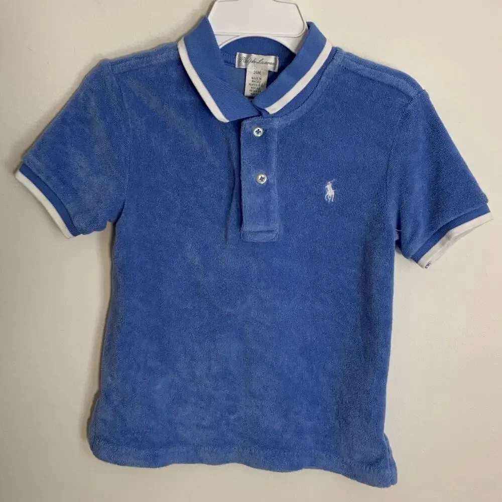 Ralph Lauren Blue‎ Terry Cloth Polo size 24 mo
