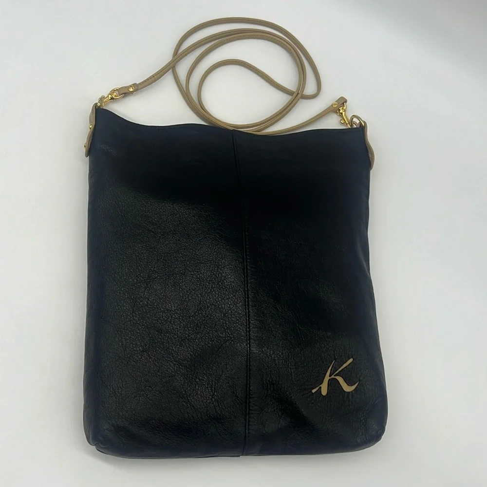 Kitamura Vintage Black/Tan/Gold Leather Crossbody