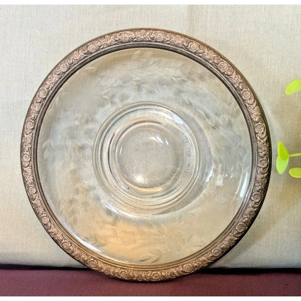 International Silver Prelude Sterling on Cut Glass Candy Dish 6