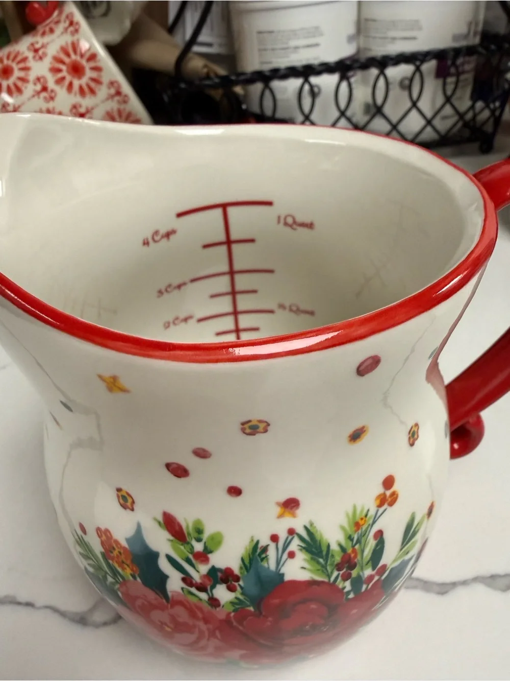 The Pioneer Woman Cheerful Rose Ceramic Measuring Pitcher