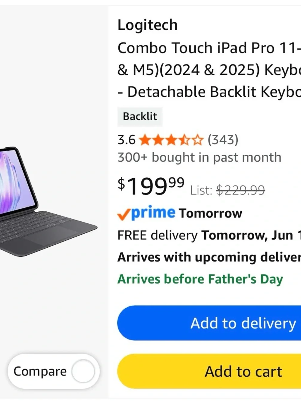 Logitech detachable keyboard