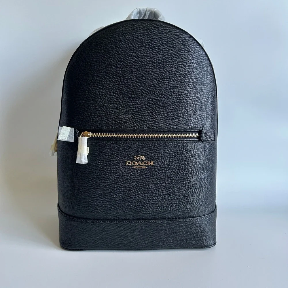 Coach Kenley Black Crossgrain Leather Backpack C5680 NWT